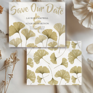 Budget Faux Gold Ginkgo Wedding Save the Date 
