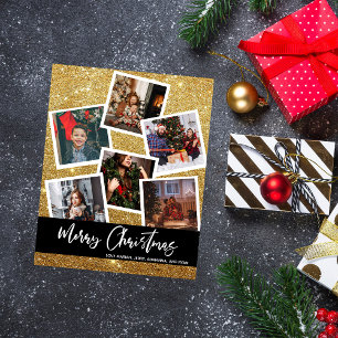 Budget Faux Gold Glitter Multi Photo Christmas Flyer