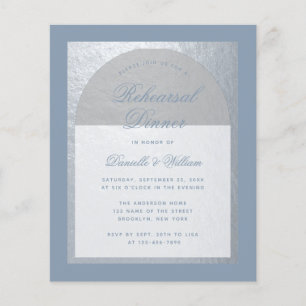 Budget Faux Silver Dusty Blue Rehearsal Dinner
