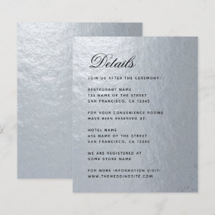 Budget Faux Silver Foil Black Wedding Details Card