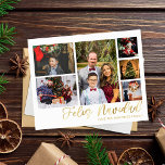 Budget Feliz Navidad Gold 6 Photo Flyer<br><div class="desc">******* MATTE PAPER IS THIN. UPGRADE FOR A THICKER PAPER. NO ENVELOPES INCLUDED. FOR CARD STOCK, THICKER CARDS, CHECK OUT THE LINK BELOW. CARD STOCK, THICKER CARDS HAVE AN OPTION FOR ENVELOPES OR INCLUDES THEM******** Save money on cards with a paper flyer. Warm your family and friends' holidays with your...</div>