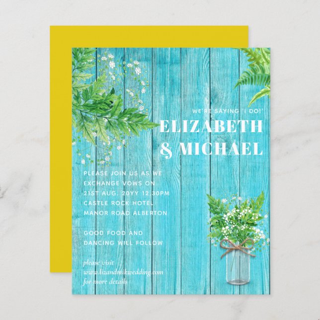 BUDGET Fern Greenery Wedding Invite (Front/Back)