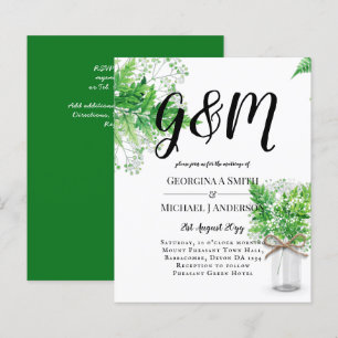 BUDGET Ferns Greenery White Wedding Invite