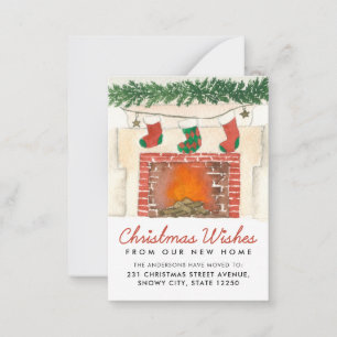Budget Festive Christmas Fireplace Holiday Moving Card