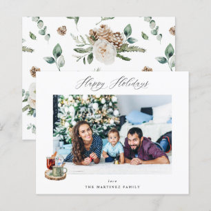 Budget Festive Happy Holidays Photo - White Floral