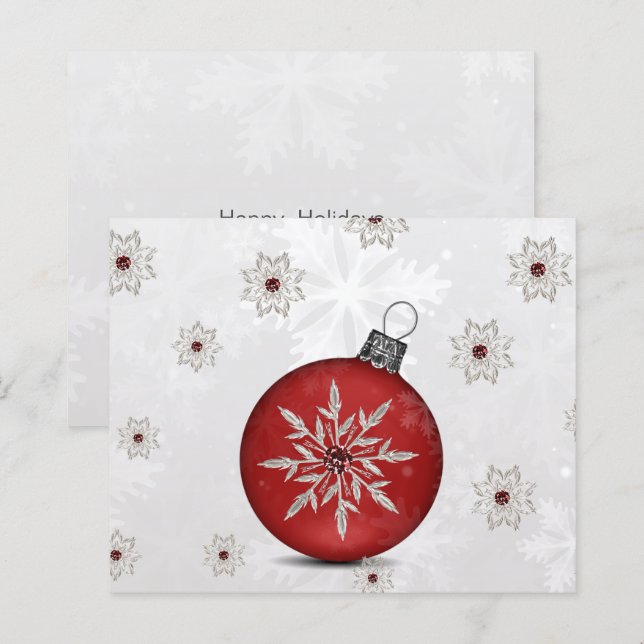 Budget festive silver red Business holidays card (Front/Back)
