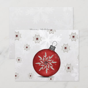 Budget festive silver red Business holidays card