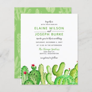 Budget Fiesta Cactus Green Wedding Invitation