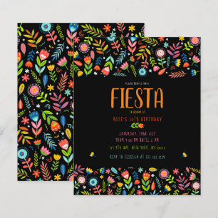 Budget Fiesta Floral Birthday Invitations