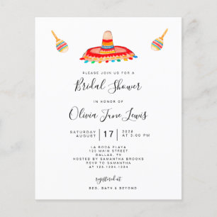 Budget Fiesta Sombrero Bridal Shower Invitation