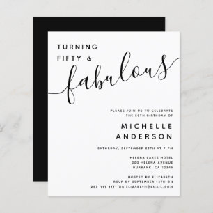 BUDGET Fifty & Fabulous 50th Birthday Party Invite
