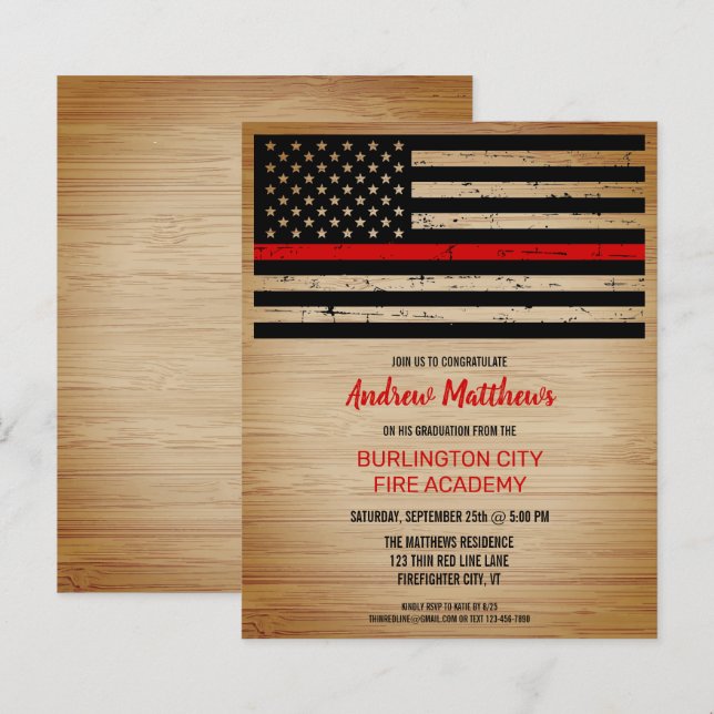 Budget Firefighter Graduation Thin Red Line (Front/Back)