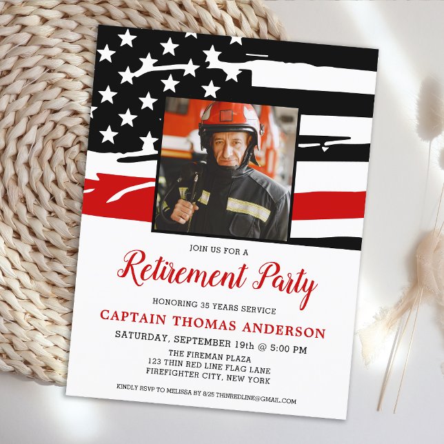 Budget Firefighter Retirement Photo Fireman Invite (Creator Uploaded)