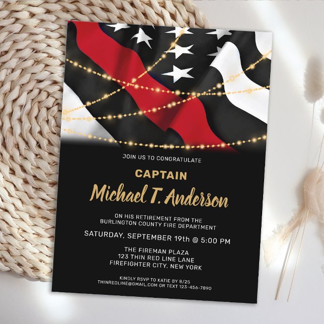 Budget Firefighter Retirement Thin Red Line Invite (Creator Uploaded)