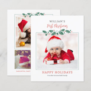 Budget First Christmas Baby Photo Holiday Card