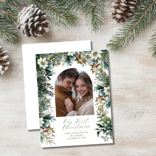 Budget First Christmas Greenery Arch Photo Card