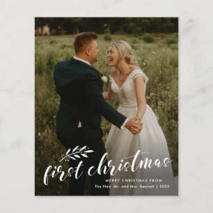 Budget First Christmas Wedding Photo Holiday Card