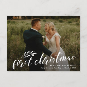 Budget First Christmas Wedding Photo Holiday Postcard