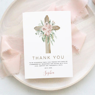 Budget First Holy Communion Thank You Dusty Pink Flyer