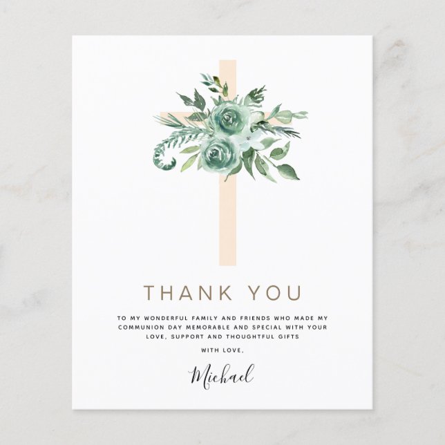 Budget First Holy Communion Thank You Eucalyptus (Front)