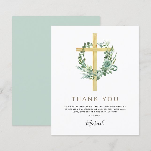 Budget First Holy Communion Thank You Greenery (Front/Back)