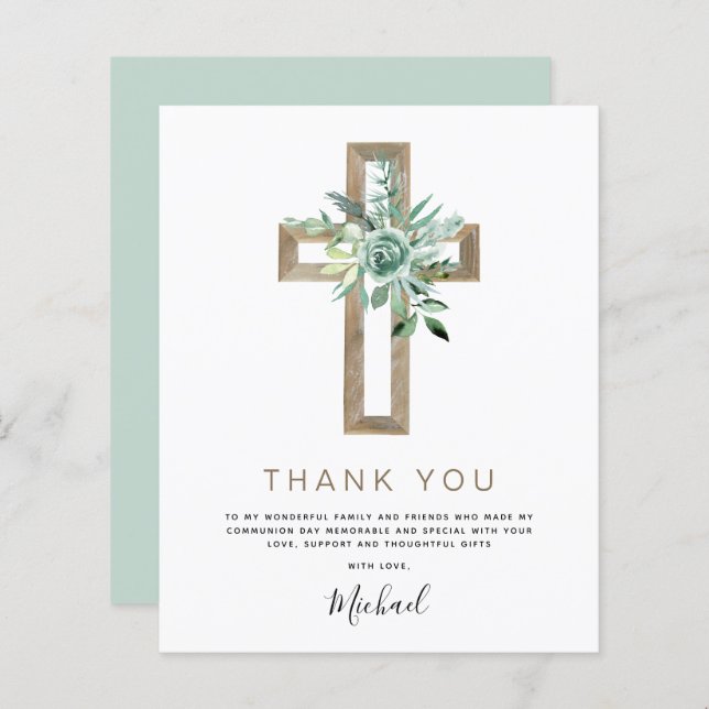 Budget First Holy Communion Thank You Greenery (Front/Back)