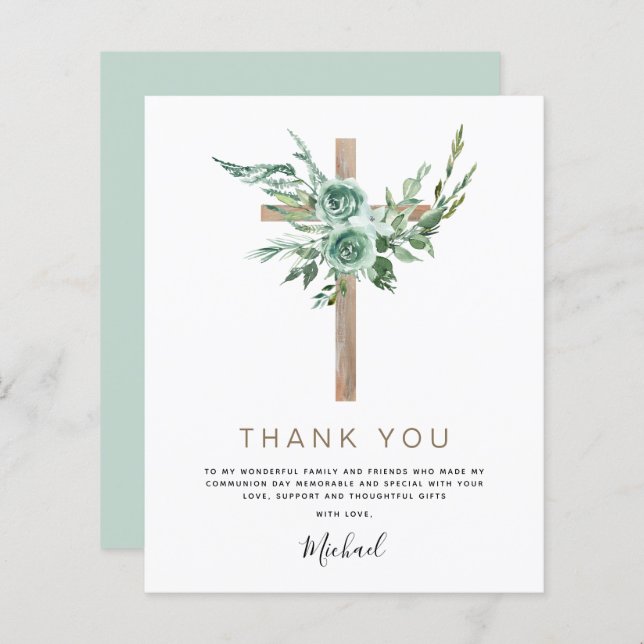 Budget First Holy Communion Thank You Greenery (Front/Back)