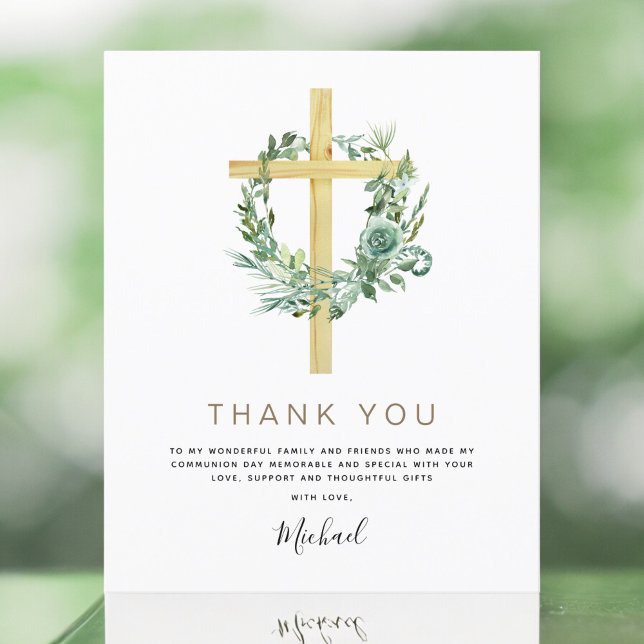 Budget First Holy Communion Thank You Greenery Flyer (Creator Uploaded)