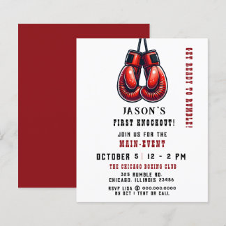 Budget First Knockout Boxing Birthday Invitation