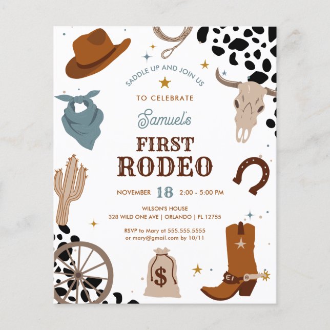 Budget First Rodeo | Western Boy First Birthday (Front)