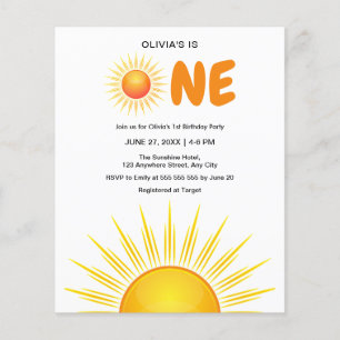 Budget First Trip Around the Sun Birthday Invite Flyer