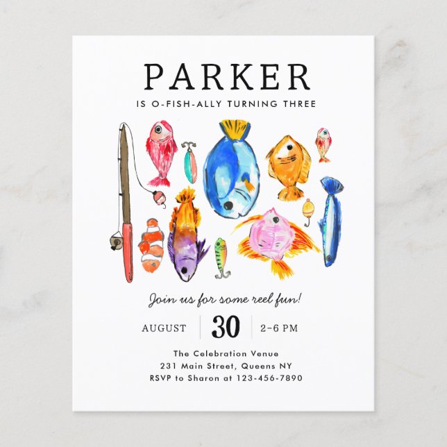 Budget Fishing Rod Reel Fun Fish Fishing Birthday (Front)