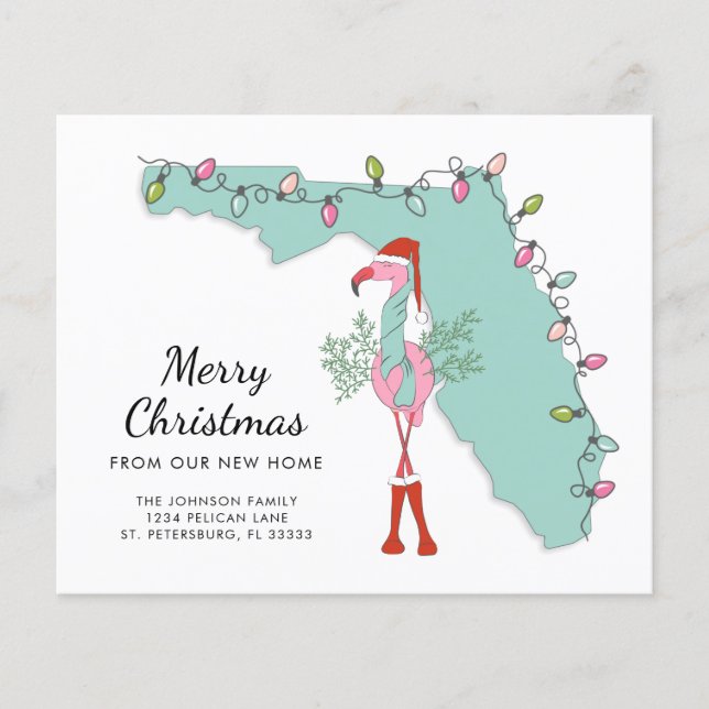 Budget Flamingo Florida Holiday Moving Card (Front)