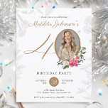 Budget Floral 40th Birthday Invitation<br><div class="desc">Budget Floral 40th Birthday Invitation. Celebrate life's big moments with a budget-friendly milestone birthday invitation that’s as beautiful as it is affordable. This floral-inspired design, featuring vibrant blooms, adds a touch of elegance to any celebration. Personalise it with a photo to create a keepsake that captures the essence of the...</div>