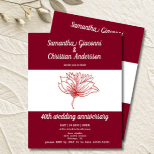Budget Floral 40th Wedding Anniversary Invitation