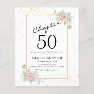 Budget Floral 50th Birthday Invitation Flyer