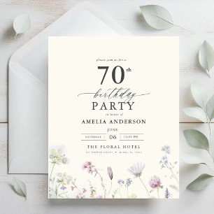Budget Floral 70th Birthday Invitation Flyer