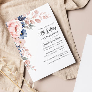 Budget Floral 70th Birthday Party Invitation