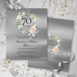 Budget Floral 70th Wedding Anniversary Invitation