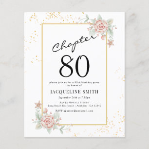 Budget Floral 80th Birthday Invitation Flyer