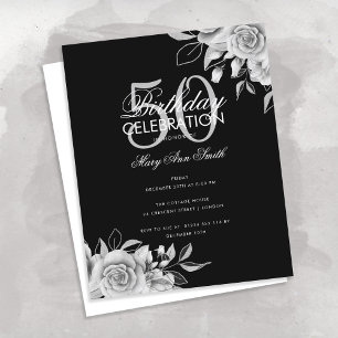 Budget Floral Birthday Party Silver & Black