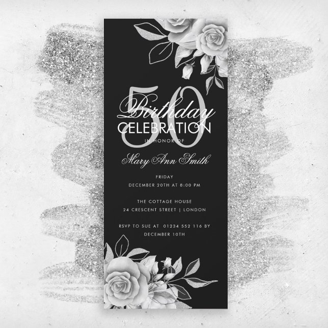 Budget Floral Birthday Party Silver Black (Creator Uploaded)