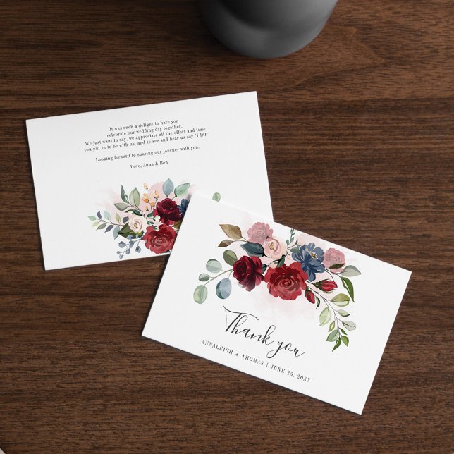 Budget Floral Botanical Greenery Wedding Thank You Card (Creator Uploaded)