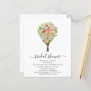 Budget Floral Bouquet Bridal Shower Invitation