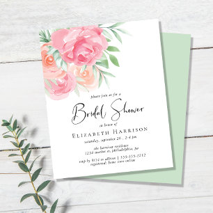 Budget Floral Bridal Shower Invitation