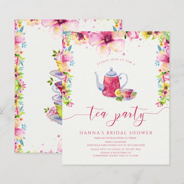 Budget Floral Bridal Shower Tea Party (Front/Back)