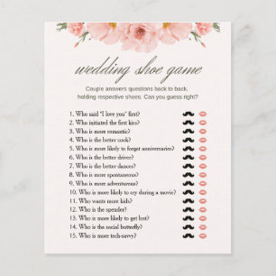 Budget Floral Bridal Shower Wedding Shoe Game Card