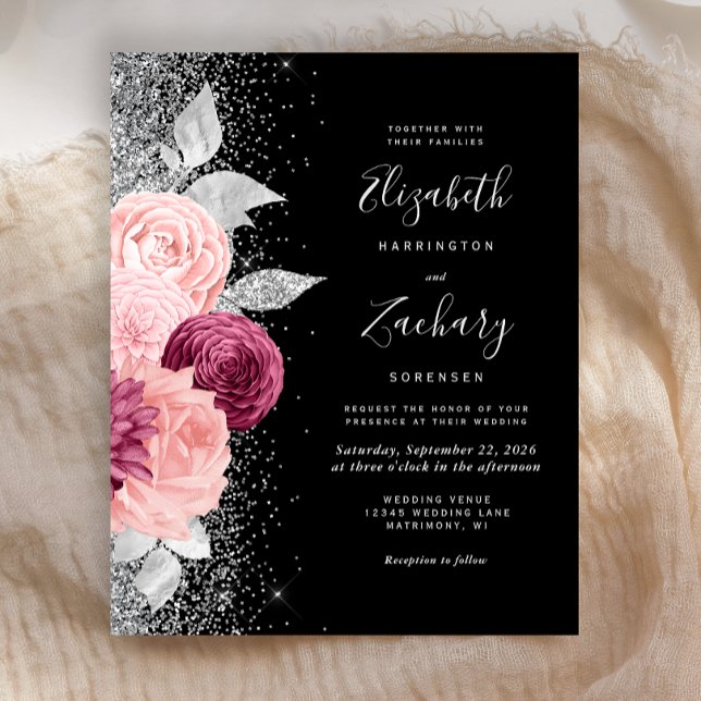 Budget Floral Burgundy Blush Silver Black Wedding (Creator Uploaded)