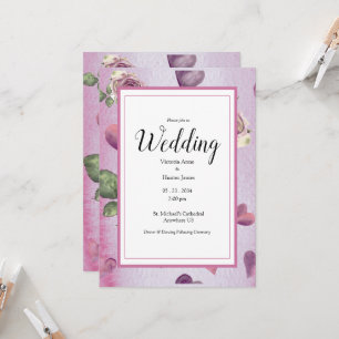 Budget Floral Burgundy Watercolor Elegant Wedding Invitation