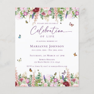 Budget Floral Butterflies Celebration of Life Flyer